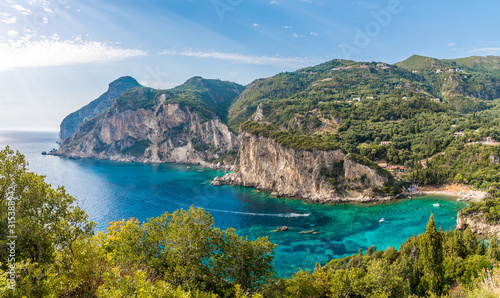 Landscape with Paleokastritsa bay on Corfu island  Greece