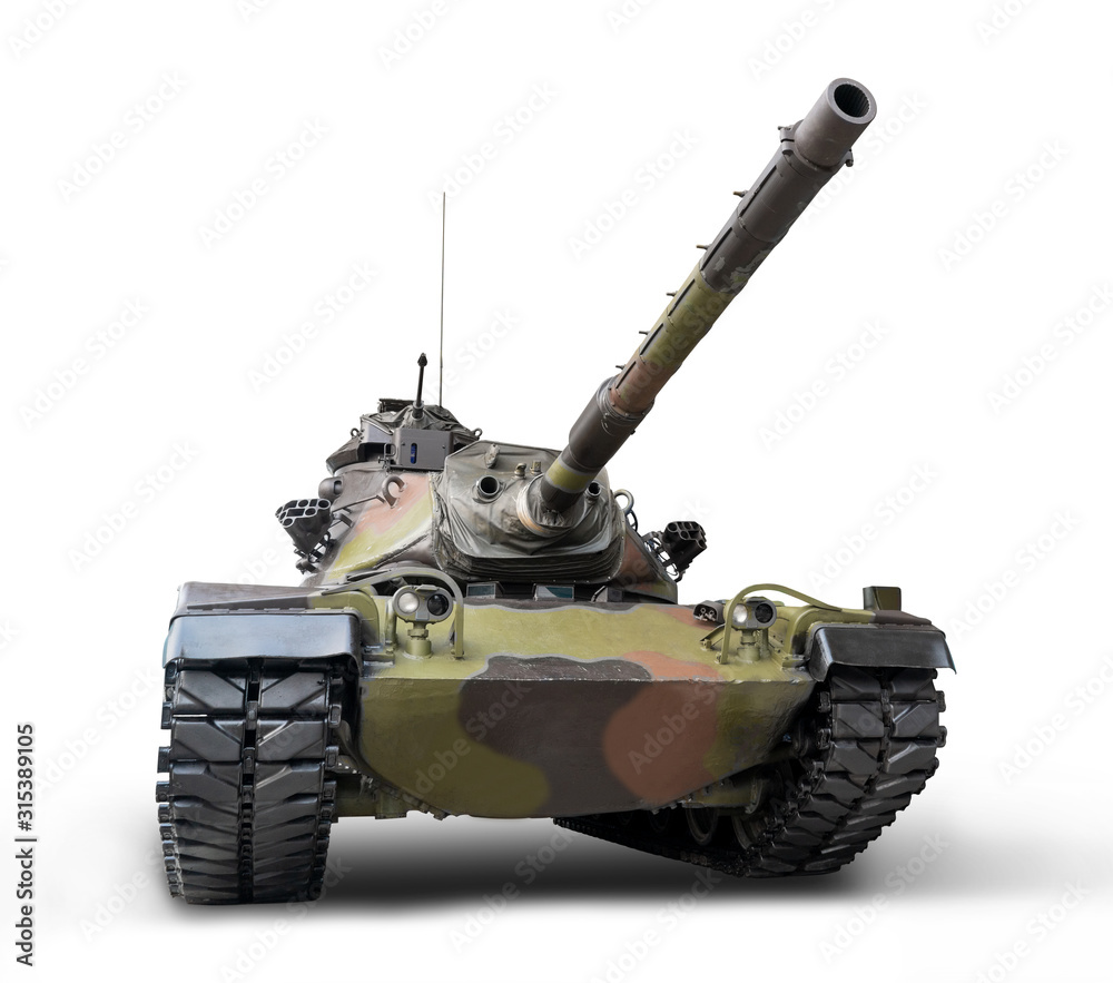 Military or army tank ready to attack on white background isolate. Military or army tank ready to attack on white background isolate.