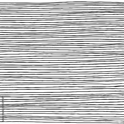 Hand drawn horizontal parallel thin black lines on white background. Straight lines pen sketch for graphic design