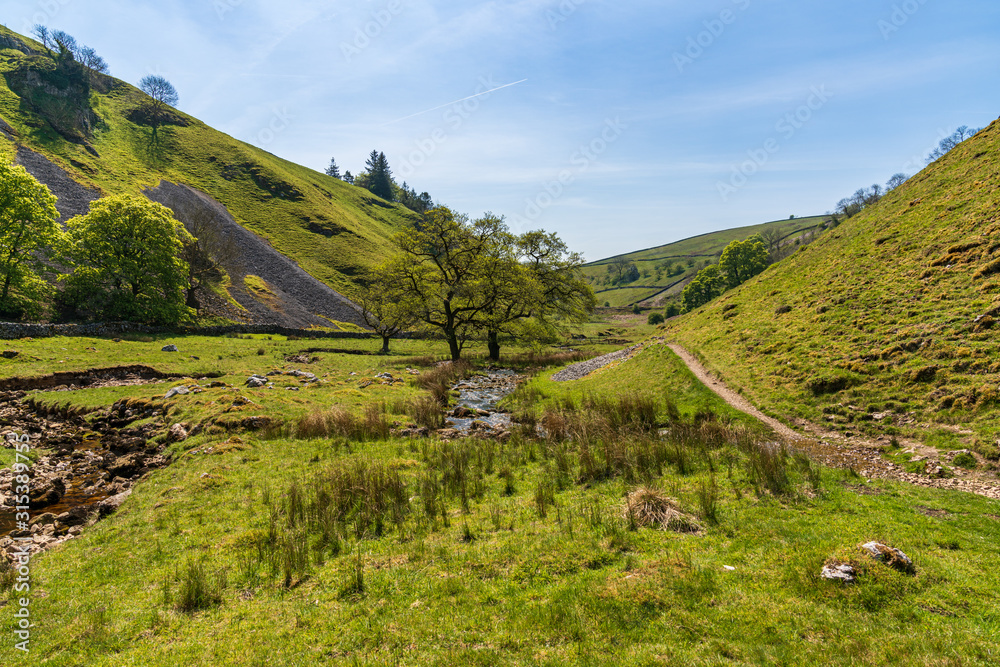 Yorkshire Dales landscape in the Lower Wharfedale near Skyreholme, North Yorkshire, England, UK