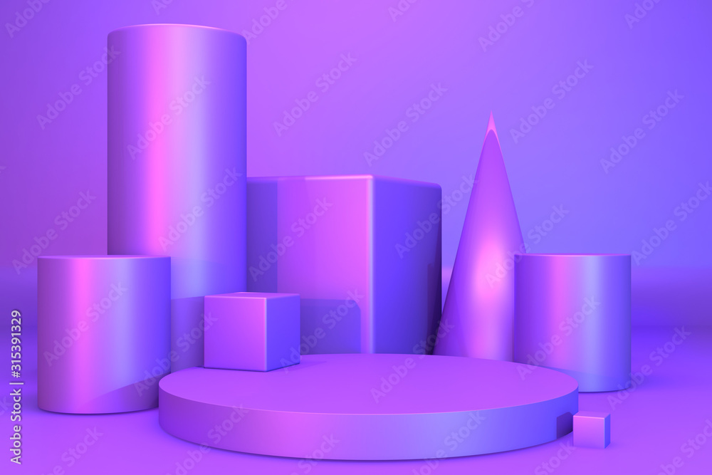 gradients purple and blue abstract podium showcase. 3D rendering gradients purple and blue abstract podium showcase. 3D rendering