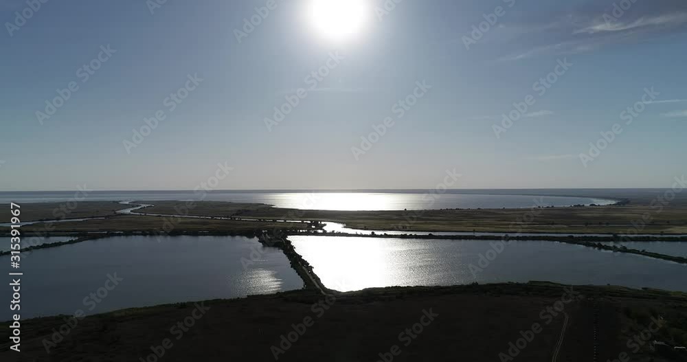 Aerial view of lakes for fish farming. Top view of Fish hatchery pond Aerial view of lakes for fish farming. Top view of Fish hatchery pond