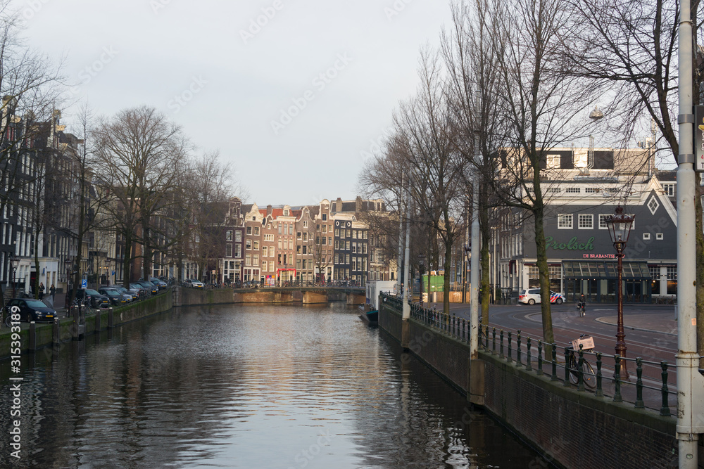 AMSTERDAM, NETHERLANDS city landscape, historical buildings