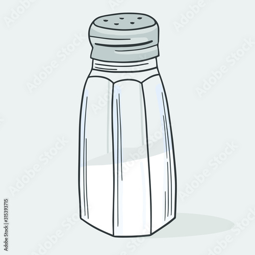Salt shaker. Kitchen utensils. Food seasoning. Baking and cooking ingredient. Food seasoning. Cartoon vector illustration. 