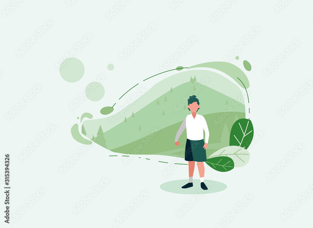avatar woman with landscape and leaves vector design avatar woman with landscape and leaves vector design