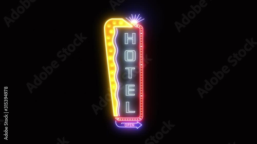 Neon sign. Hotel