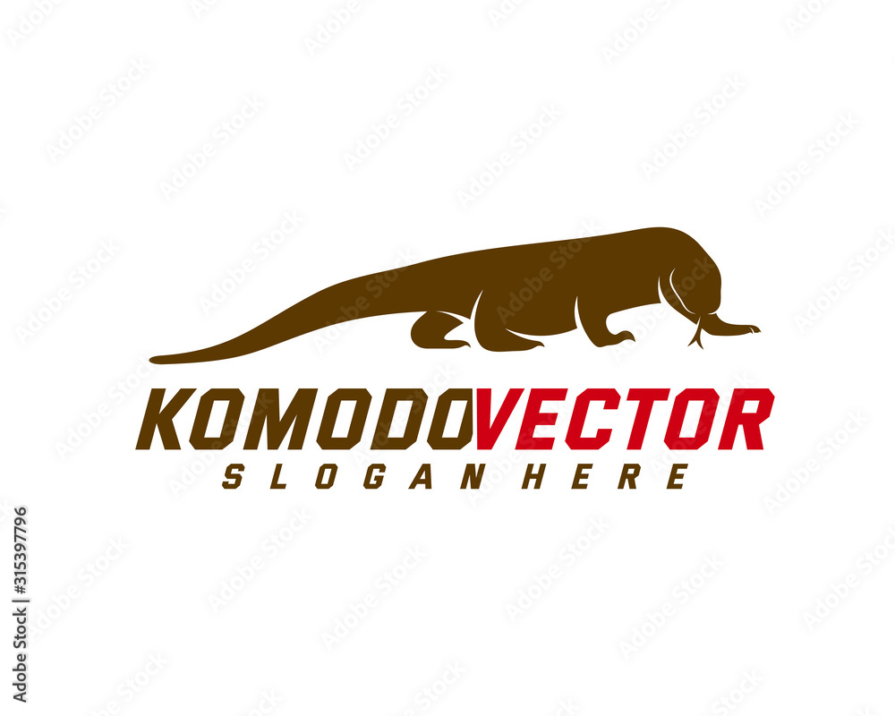 Fototapeta premium Komodo dragon logo design template. Graphic animal illustration.