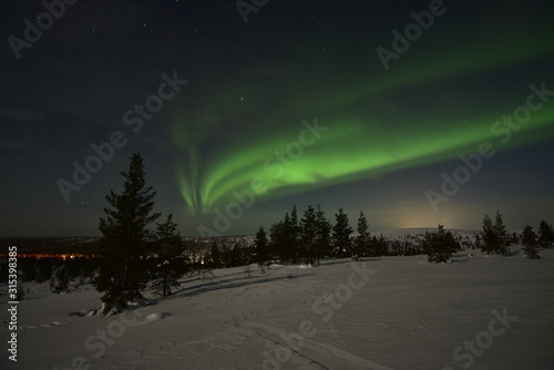 Polar lights, northern lights in Lapland Finland. "auroral oval"