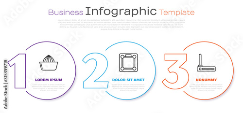 Set line Citrus fruit juicer , Bathroom scales  and Router and wi-fi signal . Business infographic template. Vector
