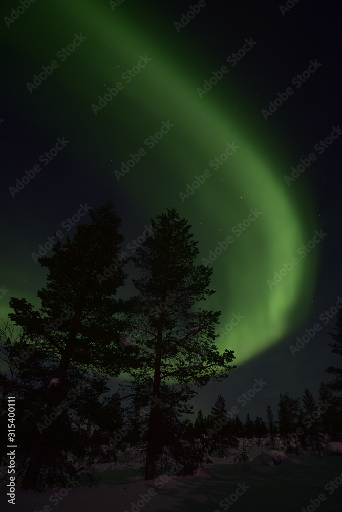 Polar lights, northern lights in Lapland Finland. 