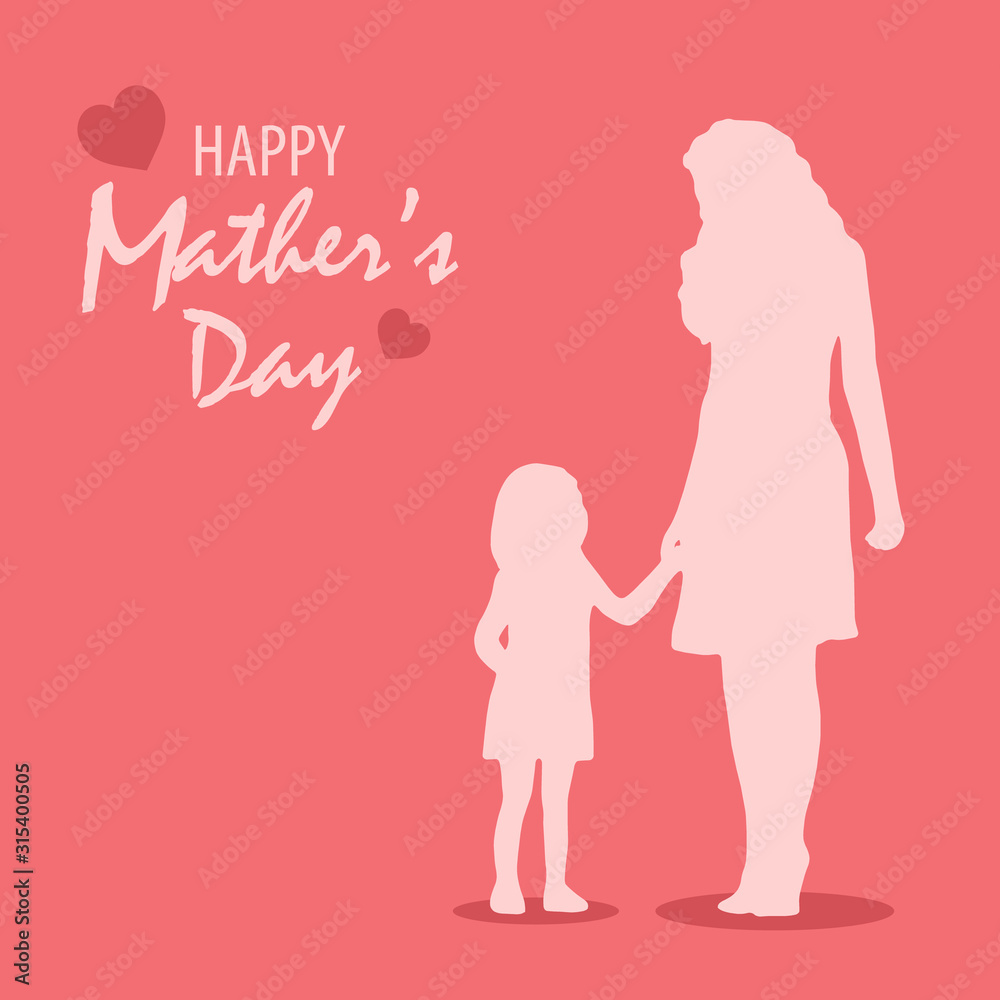 Mathers day poster with daughter in red design Mathers day poster with daughter in red design