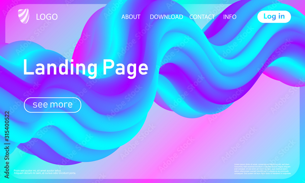 Landing page. Flow shape. Fluid background. Vector Landing page. Flow shape. Fluid background. Vector