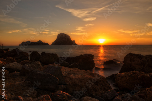 The sunset on the island of Es vedra, Ibiza