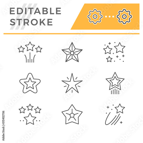 Set line icons of star