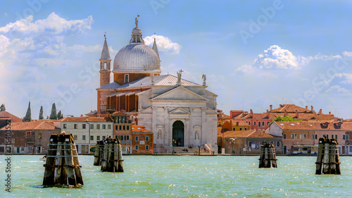 Venice, VENETO/ITALY  AUGUST 20 2015: CHURCH OF THE SANTISSIMO REDENTORE view from Grand canal. Venezia