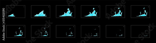 water splash effect. water effect sprite sheet for cartoon, animation, mobile games or motion graphic.