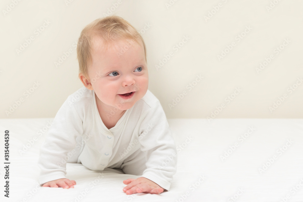 Delightful baby boy crawling Delightful baby boy crawling