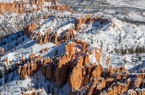 Scenic Snow Covered Landscape in Bryce Canyon Utah in Winter