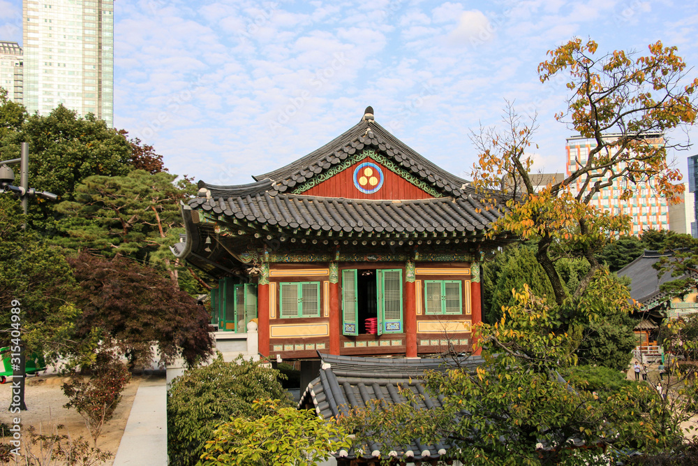 Bongeunsa Temple in the Gangnam District of Seoul, South Korea