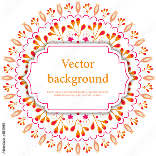 Floral background with abstract ornament. Vintage business with place for text