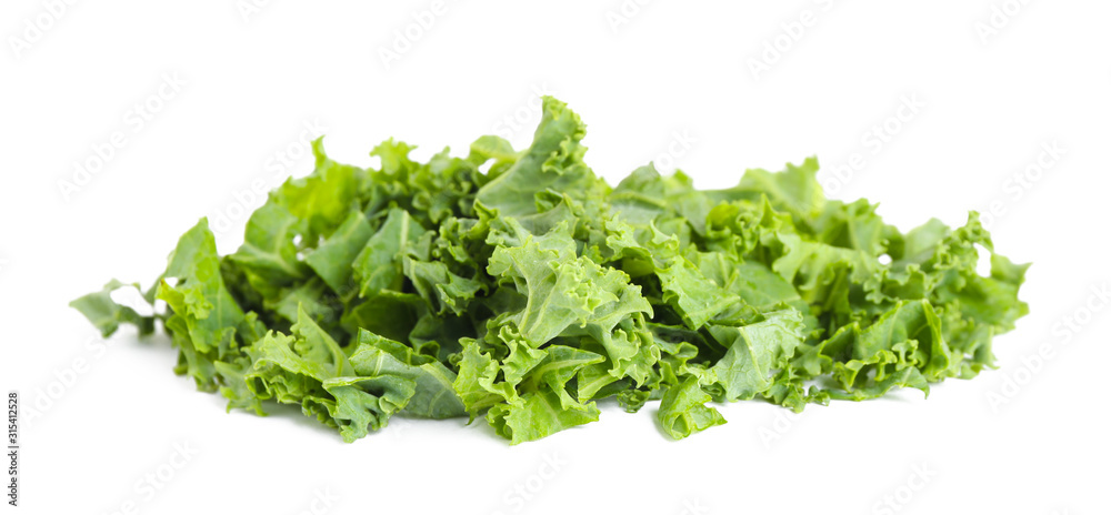 Fresh green kale leaves isolated on white Fresh green kale leaves isolated on white