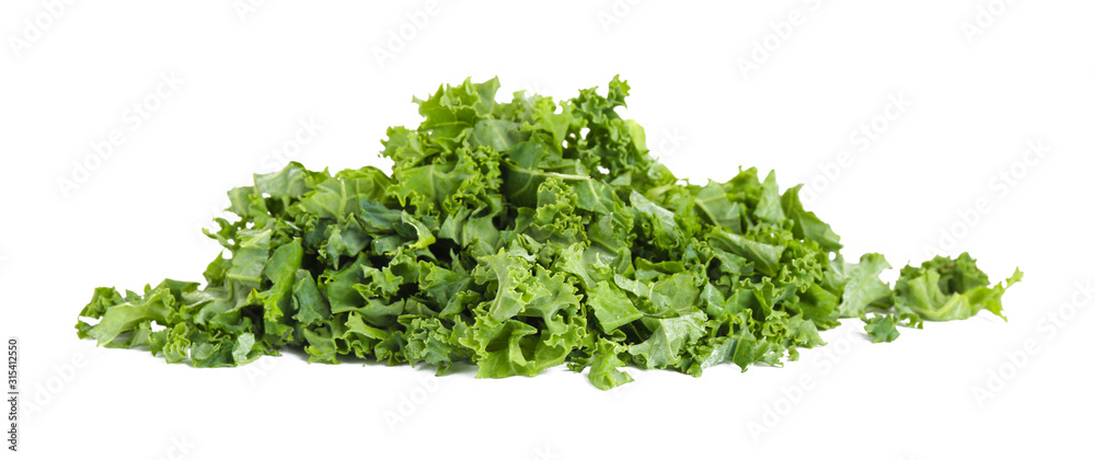 Obraz premium Fresh green kale leaves isolated on white