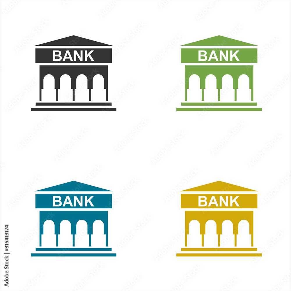 Fototapeta premium Bank building illustration, business finance icon - money savings