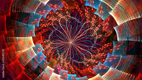 Fractal background with abstract roll curved spirals shapes. High detailed loop