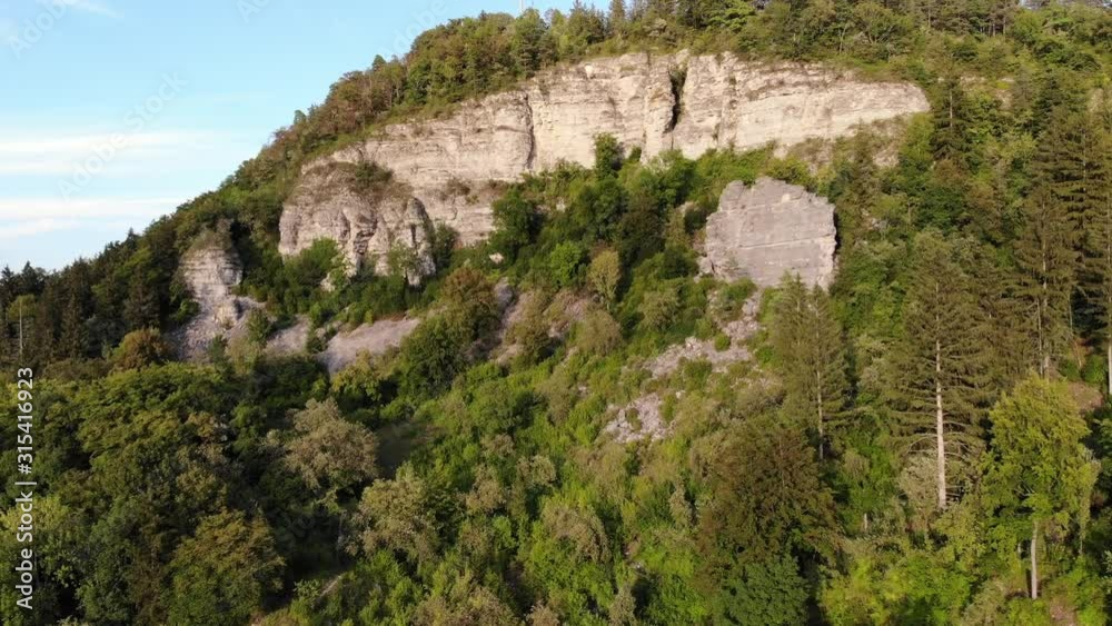 Scenic mountanside cliff aerial drone shot Scenic mountanside cliff aerial drone shot