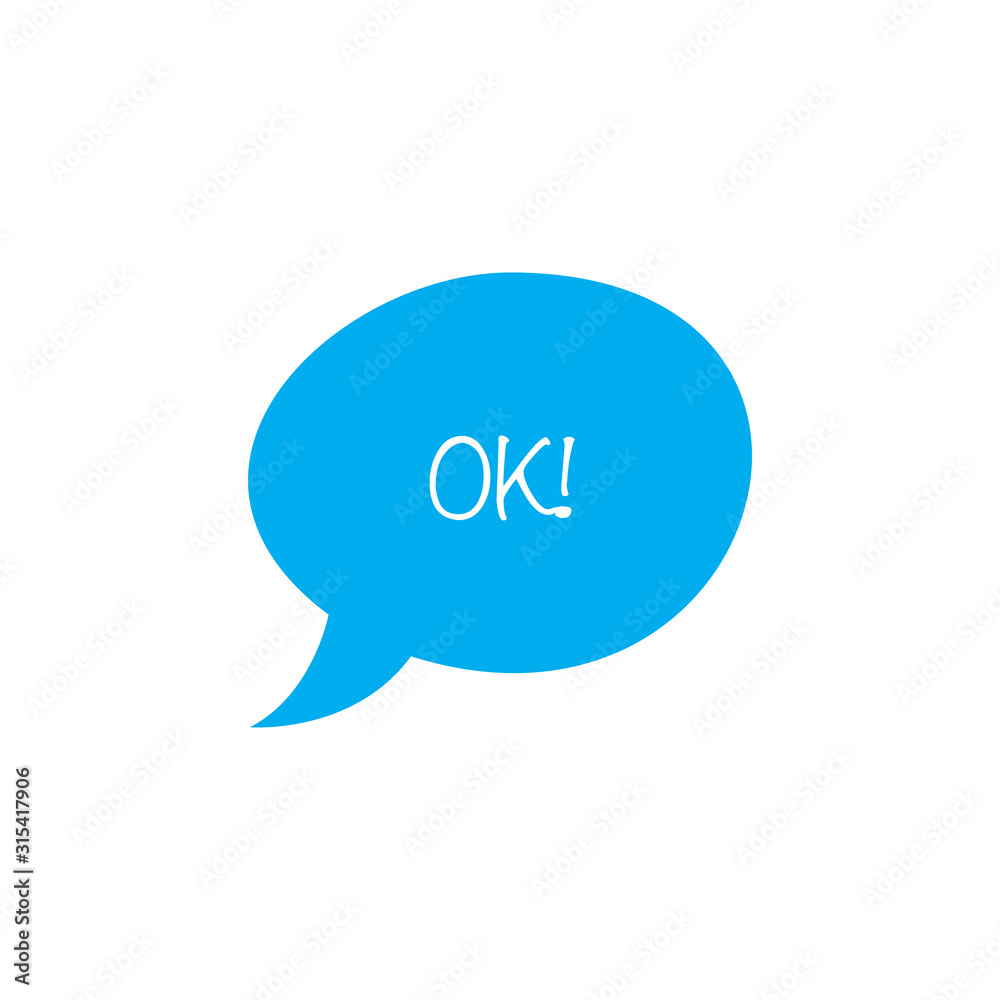 Ok chat bubble flat vector icon isolated on a white background. Ok chat bubble flat vector icon isolated on a white background.