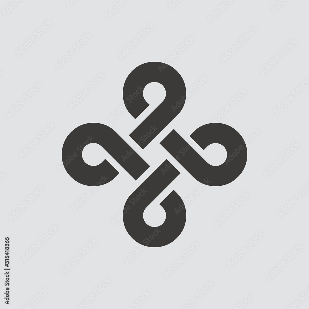 Bowen knot icon isolated of flat style. Vector illustration. Bowen knot icon isolated of flat style. Vector illustration.