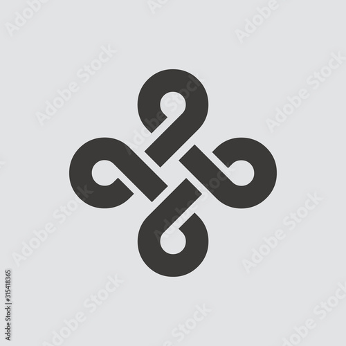 Bowen knot icon isolated of flat style. Vector illustration.