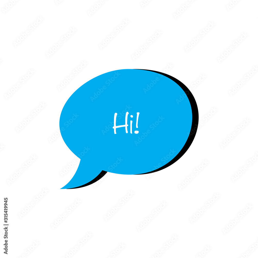 Hi chat bubble flat vector icon isolated on a white background. Hi chat bubble flat vector icon isolated on a white background.