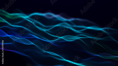 Digital technology background. Network connection dots and lines. Futuristic backdrop for presentation design. 3d rendering. © Olga