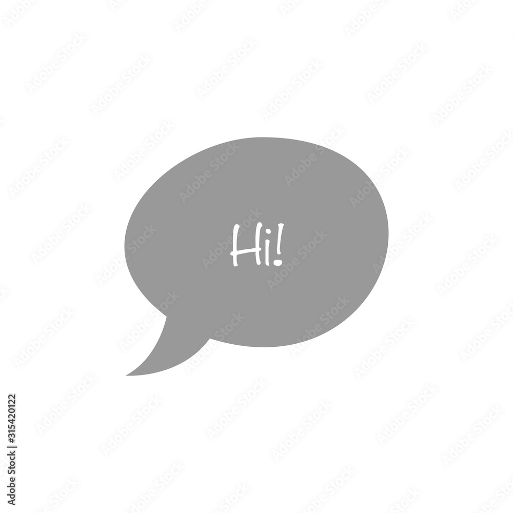 Hi chat bubble flat vector icon isolated on a white background. Hi chat bubble flat vector icon isolated on a white background.
