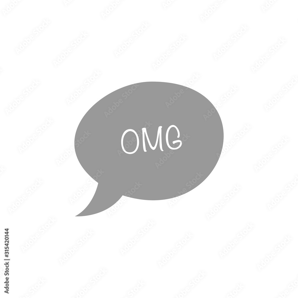 Omg chat bubble flat vector icon isolated on a white background. Omg chat bubble flat vector icon isolated on a white background.