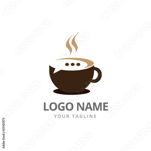 Schilderij op canvas Coffee Chat Modern Logo Design
