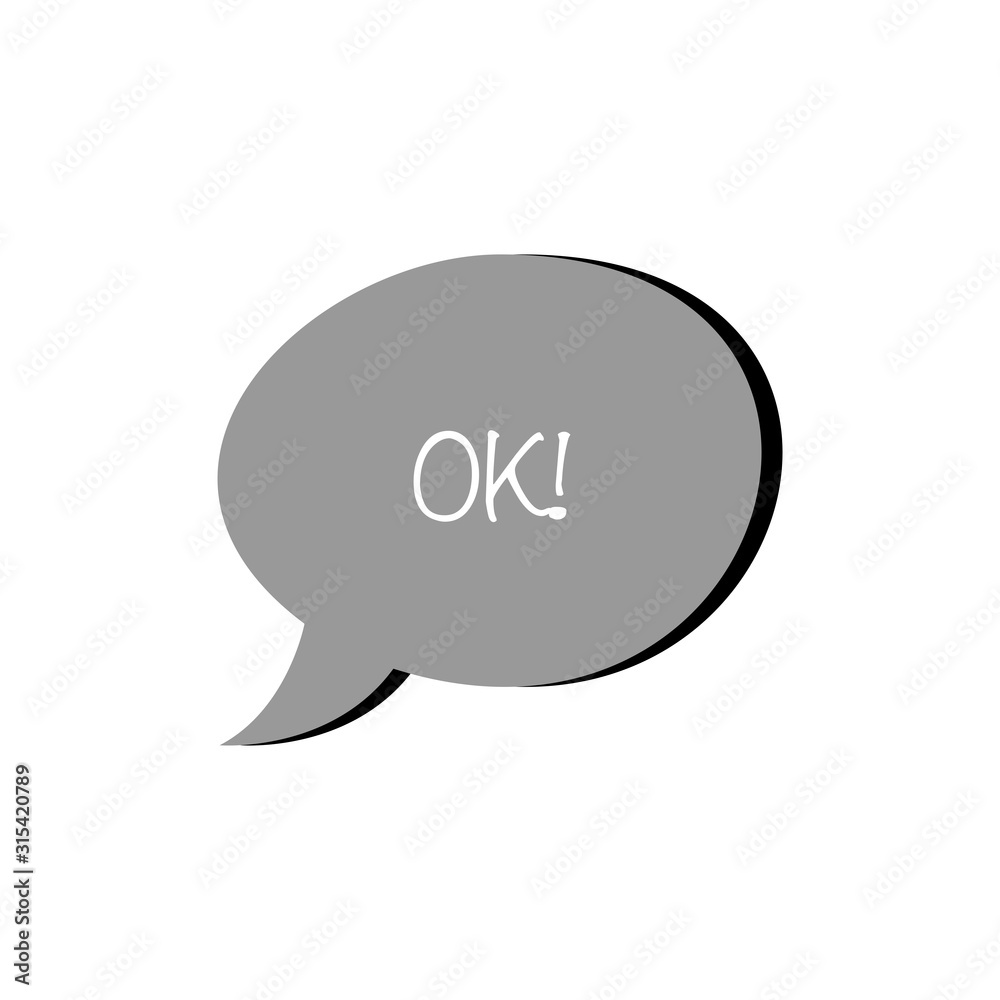 Ok chat bubble flat vector icon isolated on a white background. Ok chat bubble flat vector icon isolated on a white background.