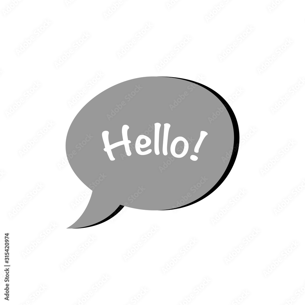 Hello chat bubble flat vector icon isolated on a white background. Hello chat bubble flat vector icon isolated on a white background.
