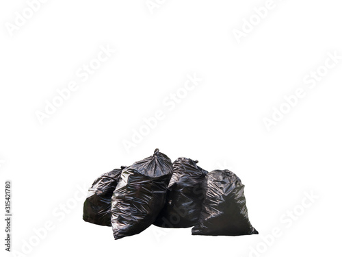 Plastic trash bags group isolated