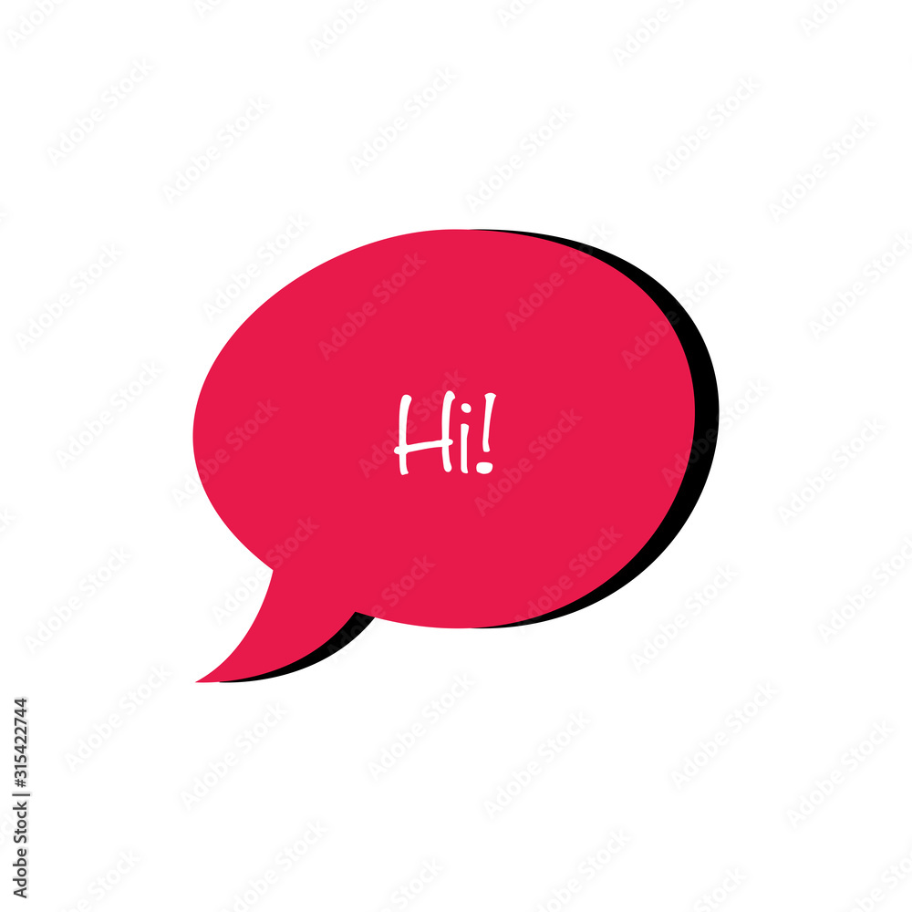 Hi chat bubble flat vector icon isolated on a white background.Speech,dialog bubble icon. Hi chat bubble flat vector icon isolated on a white background.Speech,dialog bubble icon.