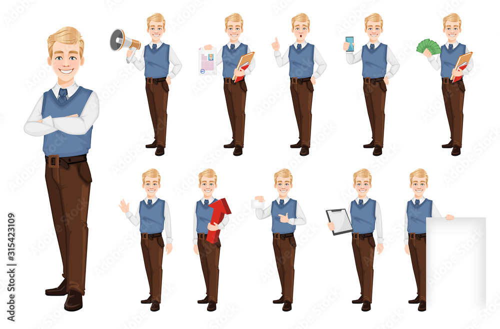 Fototapeta premium Successful business man in office style clothes