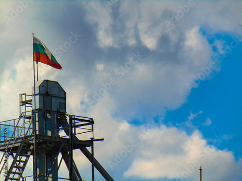 flag in front of tower