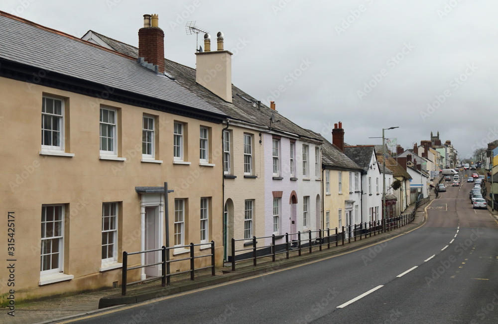 Fototapeta premium High street in historical market town of Honiton, Devon