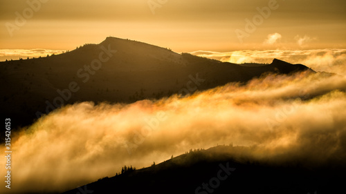 Fototapeta Naklejka Na Ścianę i Meble -  Stunning winter sunrise in the mountains. Carpathian Mountains. Bieszczady. Poland