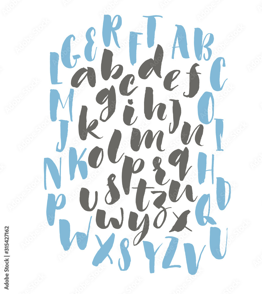 Collection of hand drawn letters. Latin alphabet. Hand drawn brush style modern calligraphy. Vector illustration of handwritten lettering. Collection of hand drawn letters. Latin alphabet. Hand drawn brush style modern calligraphy. Vector illustration of handwritten lettering.