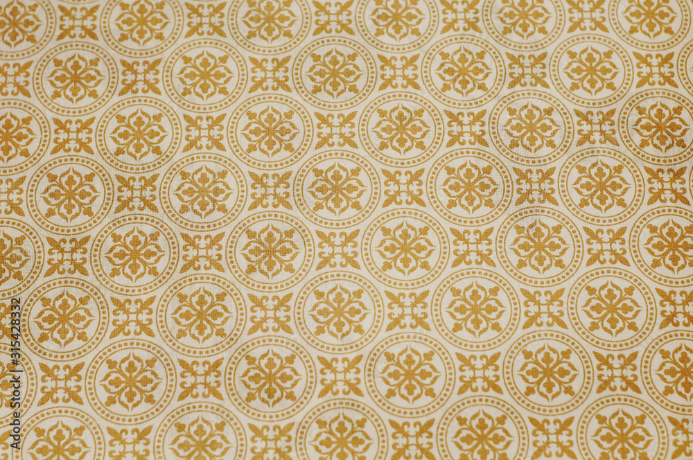  Background. Texture. Pattern. Beige pattern. Cotton fabric. Calico