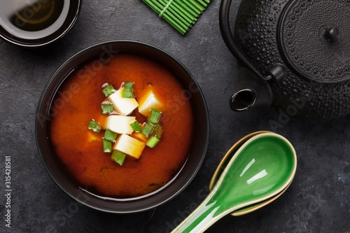 Canvas Print Miso traditional Japanese soup with tofu