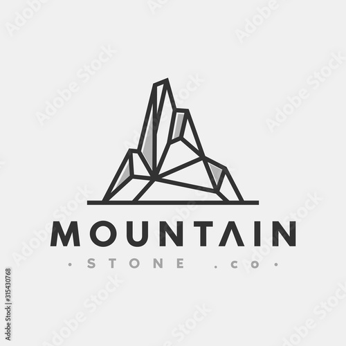 mountain and stone logo, icon and template