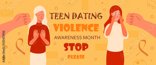 Teen dating violence awareness month is celebrated in February on USA. Victim scene. Stressed person in shame and hands with pointing finger. Concept of accusation in life